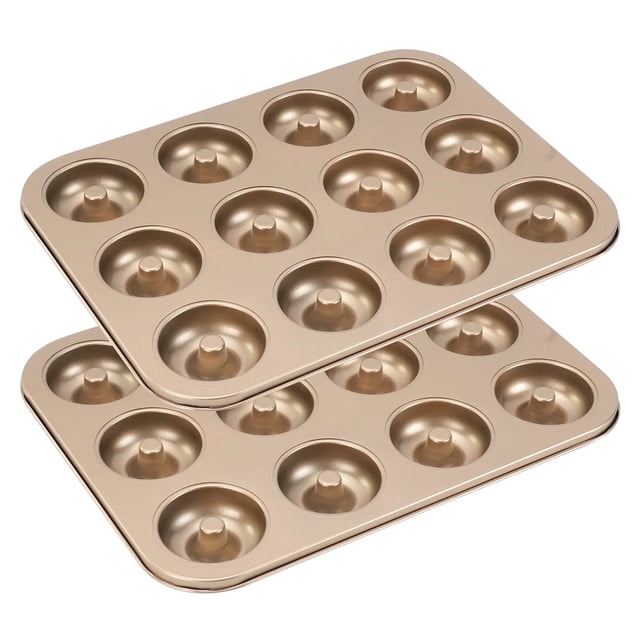 2 Pack 12-Cavity Non-stick Donut Pan, Carbon Steel Donut Baking Pan for ...