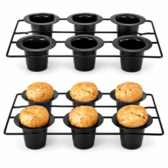 2 Pack 12 Cup Non-Stick Carbon Steel Muffin Cupcake Popover Bakeware Tray