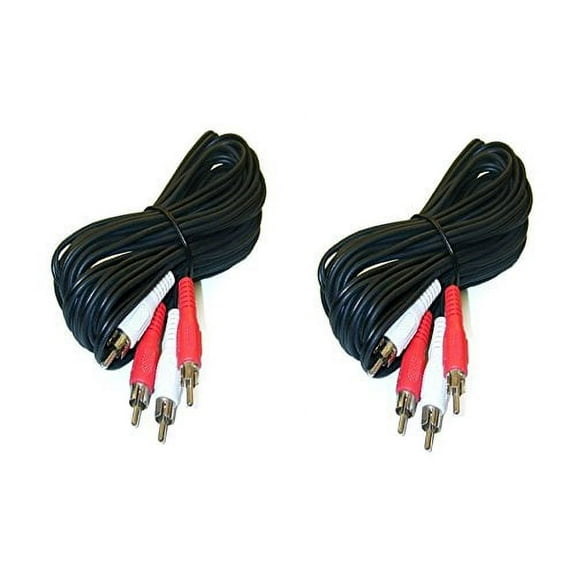 2 Pack, 12 Feet 2 RCA Male to Male Audio Cable (2 White/2 Red Connectors)