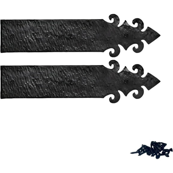 2 Pack 12 Inch Black Faux Strap Hinges - Decorative Dummy Faux Doors Hinge – Rustic Iron Hinges for Farmhouse Shutter, Carriage Door, Barn Door, Castle Door, and Gates – The Milan Series