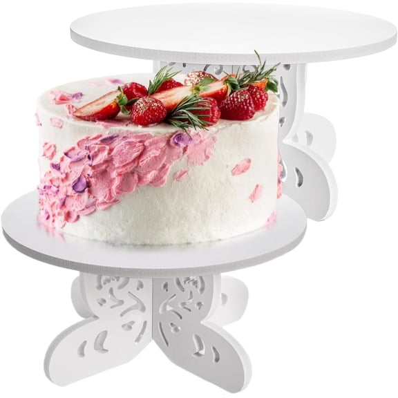 2 Pack 12 Inch Butterfly Cake Stand, PVC Cupcake Stand, Dessert Display Holder, Party Table Cake Serving Platter for Wedding, Birthday, Baby Shower, Tea Party, Home Centerpiece Decor