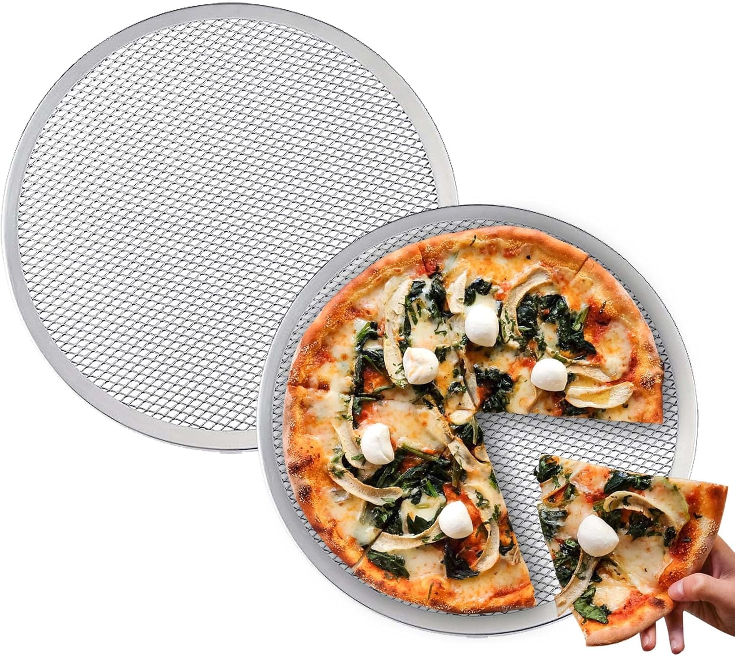 2 Pack 12 Inch Pizza Screen Non-Stick Bakeware Baking Screen, Aluminum ...
