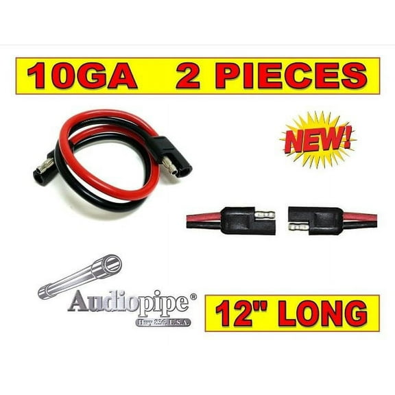 2 Pack 12" Inch Quick Disconnect Connect 10 Gauge 2 Pin Polarized Wire Harness