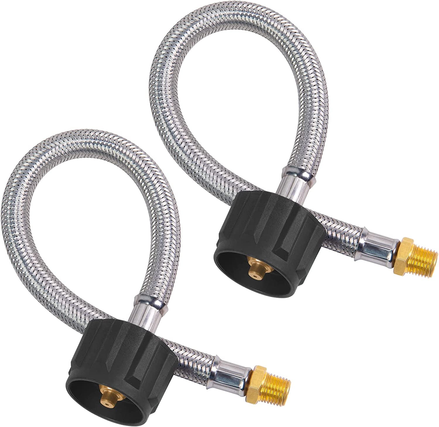 2-Pack 12-Inch RV Propane Hose, Stainless Braided Propane Tank Hose for