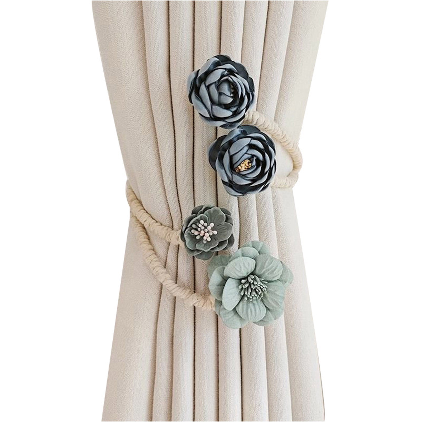 2-Pack 12-Inch Rose Curtain Tiebacks & Holdbacks, Decorative Fabric ...