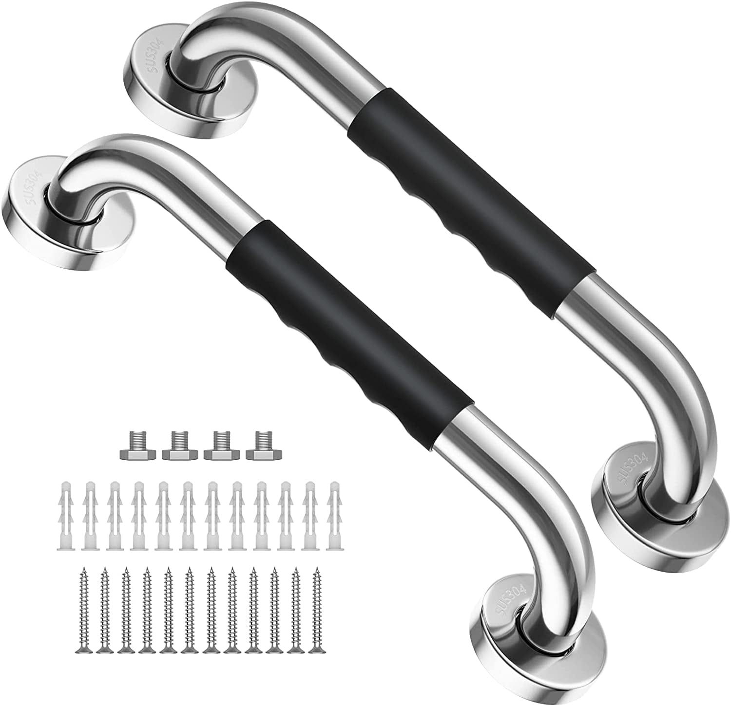 ZUEXT 2 Pack 12 Inch Shower Grab Bar, Anti Slip, SUS304 Stainless Steel ...