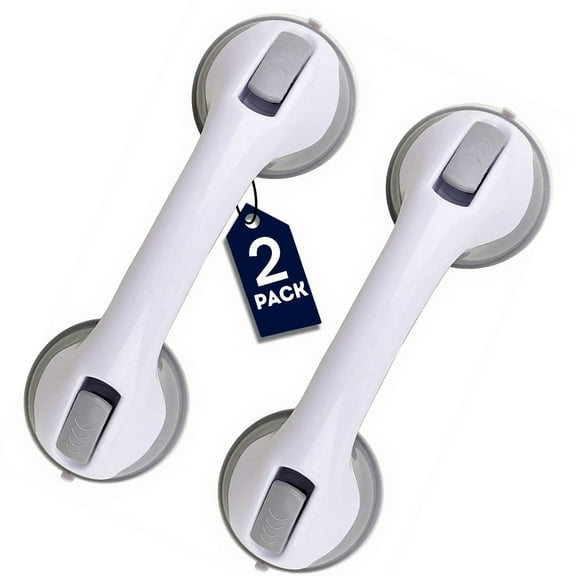 2 Pack 12 Inch for Elderly Assistance Products Seniors Suction Cup Removable Handrails Handicap Bath Grip Bathroom Safety Grips No Drilling