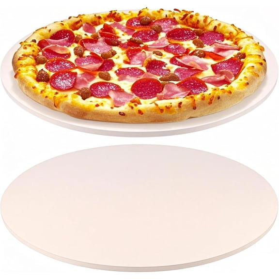 2 Pack 12 Inches Pizza Stone, Cordierite Baking Stone Thermal Resistant Round Grilling Stone for Pizza, Crispy Crust Bread, BBQ, Cooking