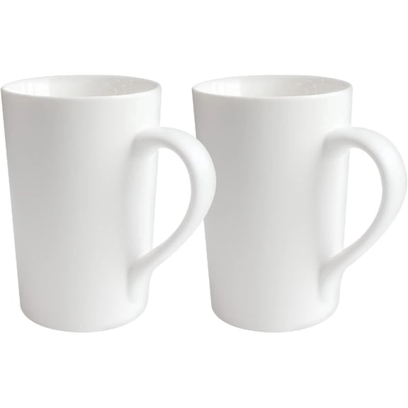 2 Pack 12 OZ Ceramic Coffee Cup Simple Pure White Ceramic Cup Plain Large Tall W