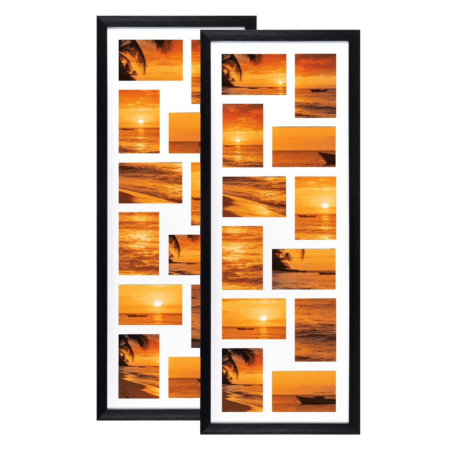 2 Pack 12 Opening 4x6 Collage Picture Frames, Black Photo Frame for Wall Mounted