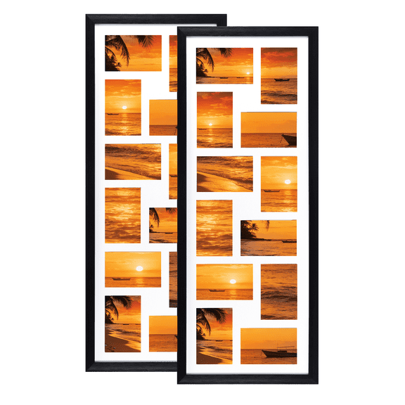 2 Pack 12 Opening 4x6 Collage Picture Frames, Black Photo Frame for Wall Mounted