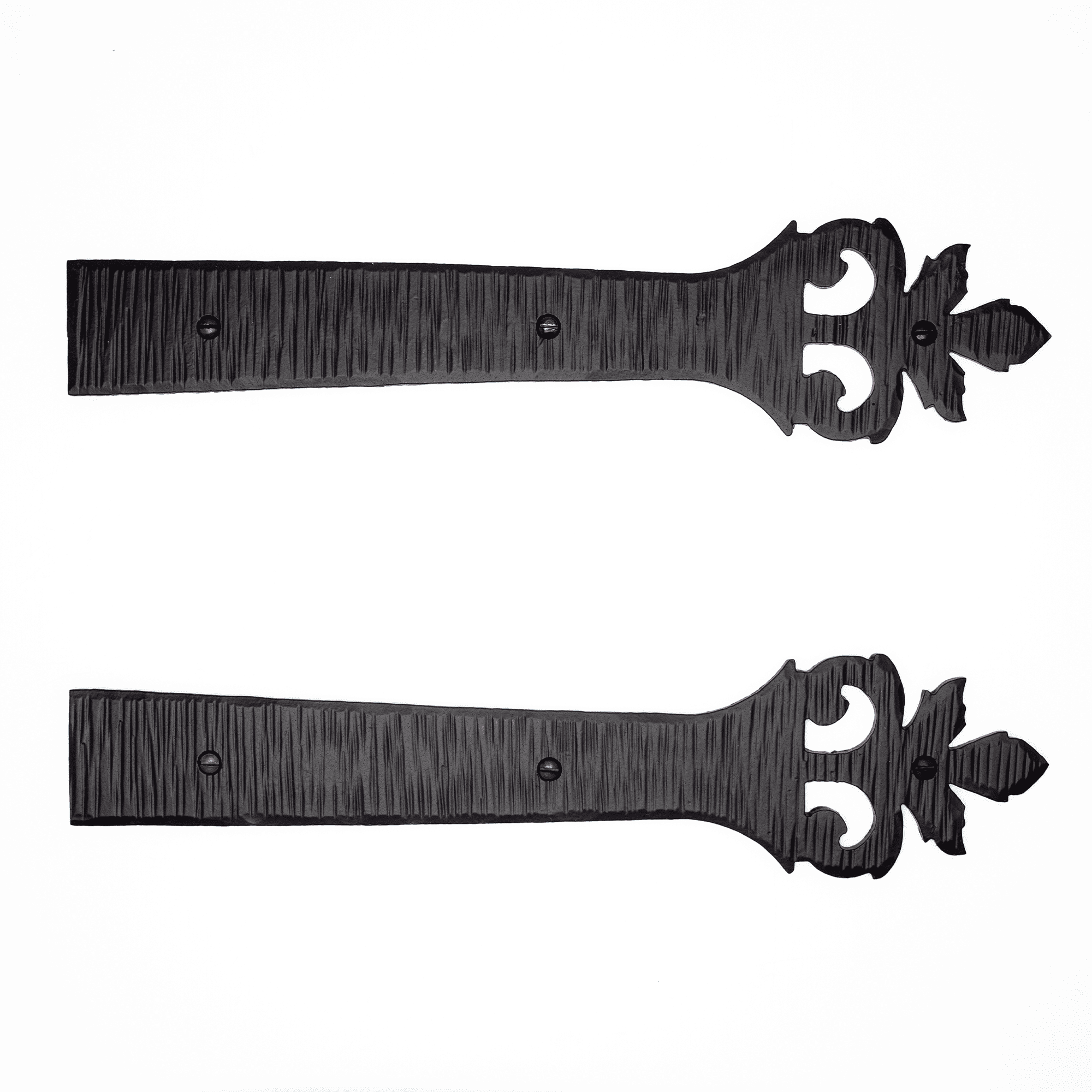 12" Black Wrought Iron Decorative Strap Hinges, Set of 2
