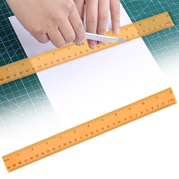 2 Pack 12 inch Plastic Rulers, Centimeter Scale Measuring Tool, Lightweight Straight Ruler for Classroom and Home Use (Orange)