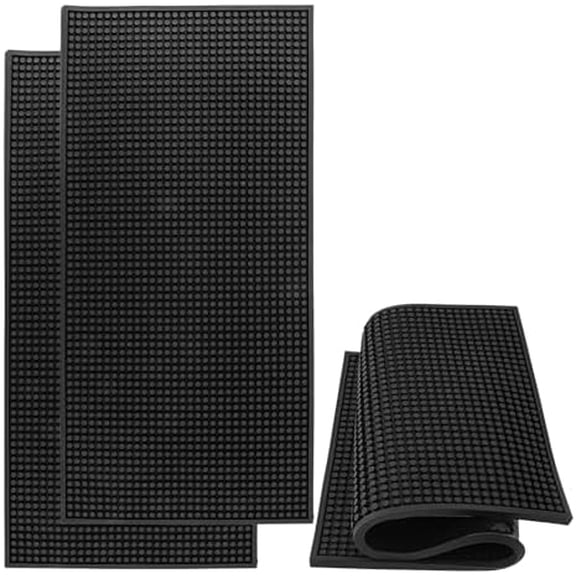 2 Pack 12 x 24 Inch Black Coffee Bar Mats, Rubber Bar Mat, Anti-Slip Bar Spill Mat for Countertop, Bartending, Kitchen, Dining Table$$Home Decor, Kitchen, & Other