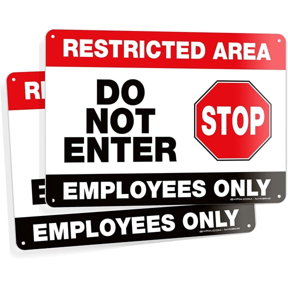 2 Pack 12"x8" Inch – Do Not Enter, Employees Only Signs, 40 Thick Plastic, Laminated for Ultimate UV, Scratch, and Fad