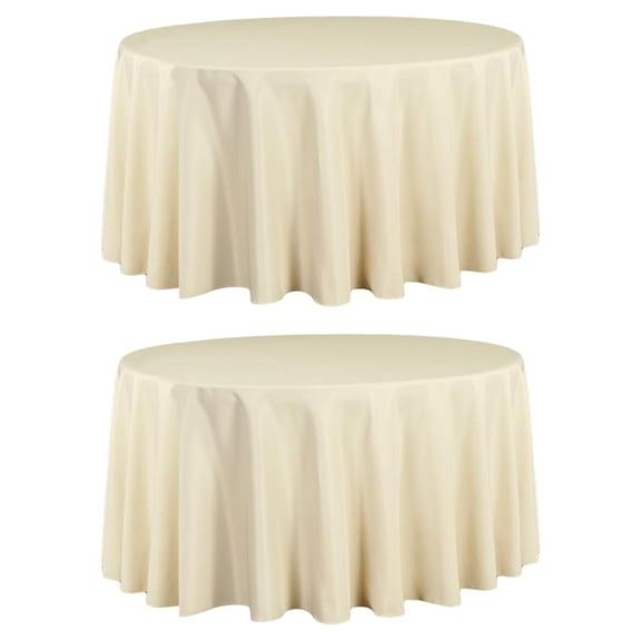 2 Pack 120 Inch Round Tablecloth Beige for 60 Inch Round Table - Bulk Round Table Cover - Washable, Wrinkle Resistant Polyester Fabric Cloth for Wedding, Party