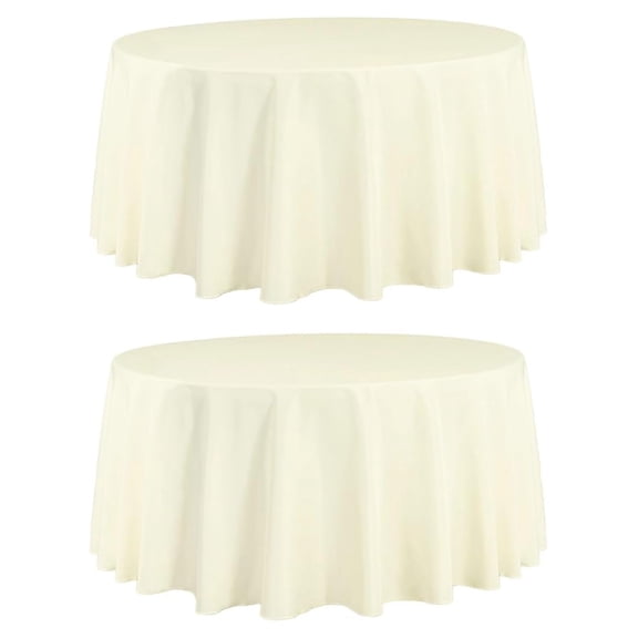 2 Pack 120 Inch Round Tablecloths Ivory - Bulk for 60 Inch Round Table Floor Length - Wrinkle Resistant Polyester Fabric Cloth for Wedding