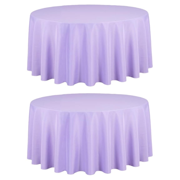 2 Pack 120 Inch Round Tablecloths Lavender - Bulk for 60 Inch Round Table Floor Length - Wrinkle Resistant Polyester Fabric Cloth for Party