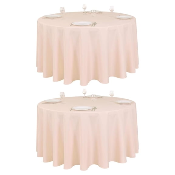 2 Pack 120 Inch Round Tablecloths Peach - Bulk for 60 Inch Round Table Floor Length - Wrinkle Resistant Polyester Fabric Cloth for Party
