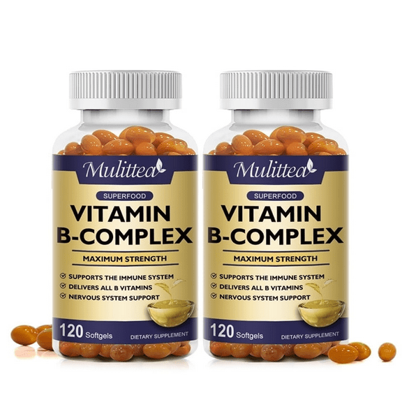 (2 Pack)Vitamin B Complex Capsule - with Vitamin C,B12,B6,B2 - Reduce Stress & Energy Complex Supplement - 120 Capsules