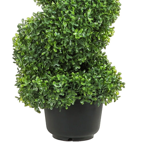 2 Pack 122cm Artificial Boxwood Spiral Topiary Trees, PE Greenery with Iron Frame & 10 Replacement Leaves, Indoor/Outdoor Decorative Plants