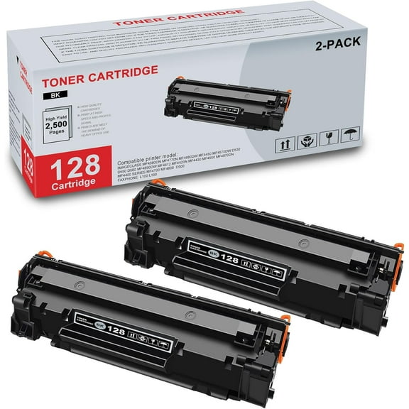 2-Pack 128 3500B001 Black Toner Cartridge Compatible CRG128 128 Replacement for Canon ImageCLASS MF4580dn MF4770n MF4880dw MF4570dw D530 D550 D560 MF4800 FAXPHONE L100 L190 Printer