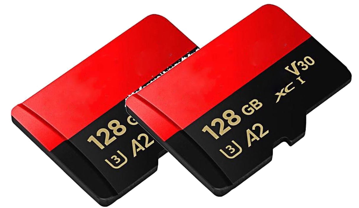 2 Pack 128GB New Memory Card Universal Memory For Micro SD Card Suitable For Most Mobile Phones, Cameras, And Other Devices Red