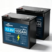 2 Pack 12V 100Ah LiFePO4 Lithium Battery, Built-in 100A BMS, for RV, Marine
