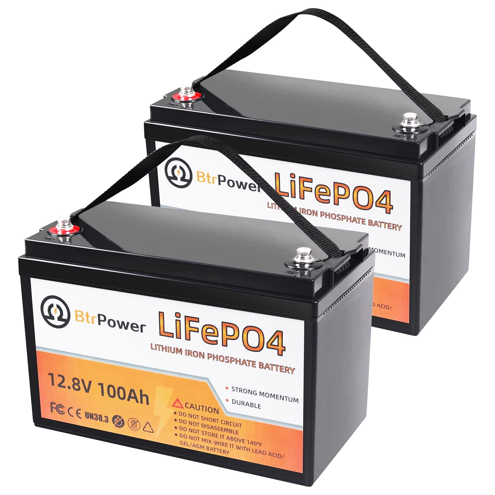 2 Pack 12V 100Ah LiFePO4 Lithium Deep Cycle Rechargeable Battery Pack Built- in 100A BMS 5000-7000 Cycles Perfect for RV Solar Marine Overland Off-Grid  Application 