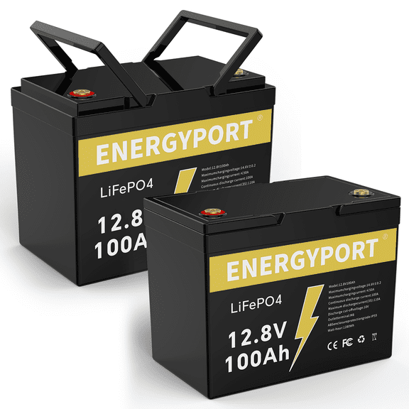 2 Pack 12V 100Ah Lifepo4 Battery, Bci Group 24 Size, Built-In 100A Smart BMS, 4500-15000 Deep Cycle Grade A Lithium Cells For RV Travel, Trolling Motor, Marine, Boat, Solar Panel, Off Grid,Camping