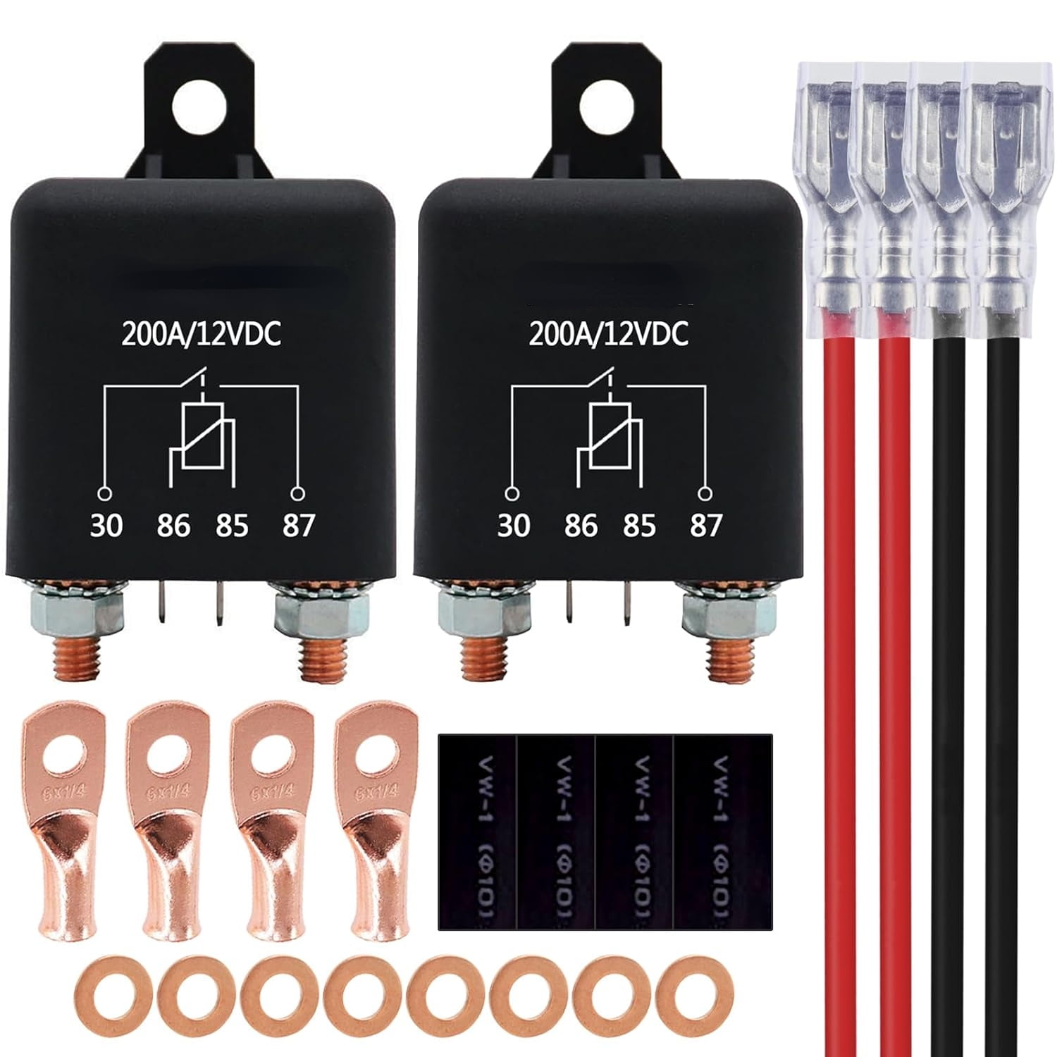 2 Pack 12V 200 Amp Continuous Duty Relay Switch Car Starter Heavy Duty ...