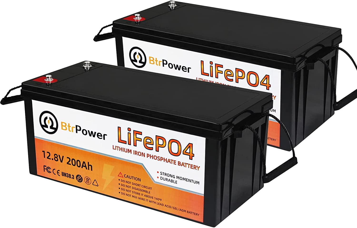2 Pack 12V 100Ah LiFePO4 Lithium Deep Cycle Rechargeable Battery