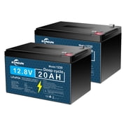 2 Pack 12V 20Ah LiFePO4 Lithium Battery, Deep Cycle, for UPS, Power Wheels