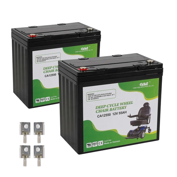 2 Pack 12V 55AH Deep Cycle Battery for RV Camper Wheelchair Batteries Mobility Scooter Batteries | Group 22NF Deep Cycle | Ideal for Electric Wheelchairs Emergency UPS System Marine Trolling Motors