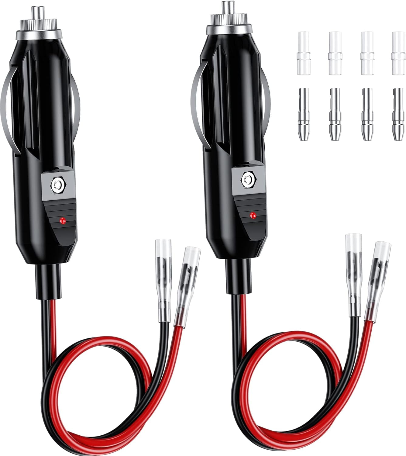 cigarette lighter plug fuse replacement 2 Pack 12V Fused Replacement Cigarette Lighter Male Plug Adapter with Leads  & LED Light, 16AWG Extension Cable with 15A Fuse Cigarette Lighter Plug