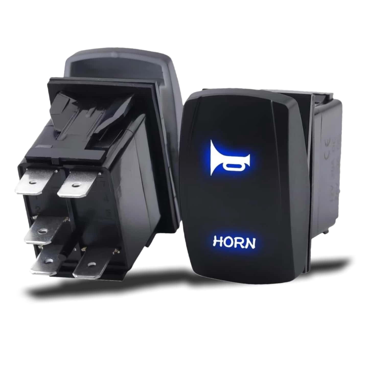 Blue Rocker Switches 2 Pack 12V Horn Button Momentary Rocker Switch Blue LED and 5 Pin for ...