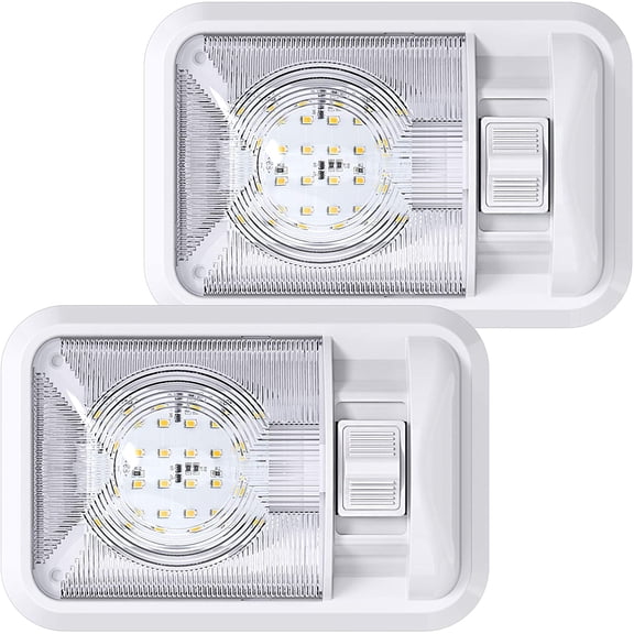 2 Pack 12V RV Ceiling Dome Light RV Interior Lighting for Trailer Camper with Switch, Single Dome 300LM (Natural White 4000-4500K, 2-Pack)