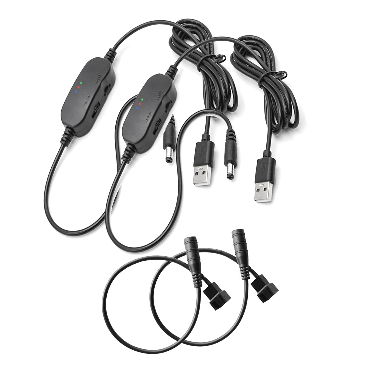 2-Pack 12V Step-Up USB Fan Power Adapter Cable with Speed Control for 3 ...