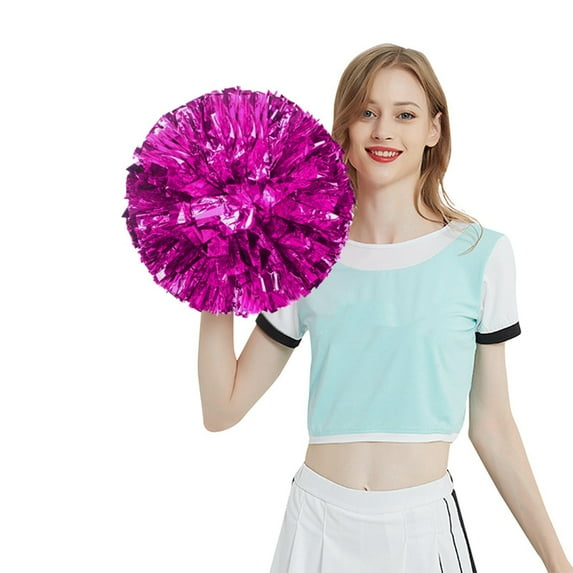 2-Pack 12in Metallic Foil Cheerleading Pom Poms – Vibrant Sport Pom Poms for Kids, Adults, Team Spirit, and Cheering