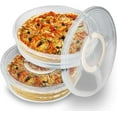 thumbnail image 1 of 2 Pack 12inch Food Storage Container with Lid and Handle, Reusable 2 Compartments Pizza Slice Storage Container, Round Clear Pie Carrier Leftover Pizza Keeper for Cake Cheesecake Tortilla Pastry, 1 of 7
