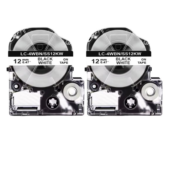 2 Pack 12mm 0.47" Refill Label Tape Compatible for Epson LabelWorks LW400 LW300 LW500 LW600P LW700 LW-K200PX