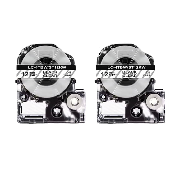 2 Pack 12mm 0.47" Refill Label Tape Compatible for Epson LabelWorks LW400 LW300 LW500 LW600P LW700 LW-K200PX