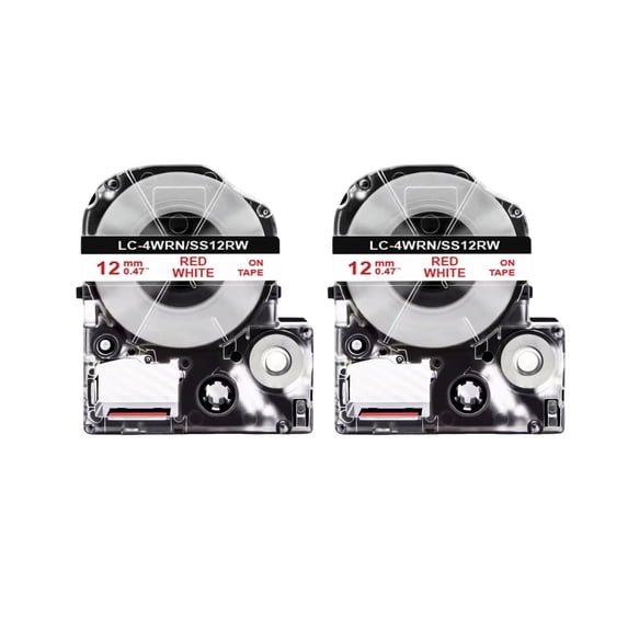2 Pack 12mm 0.47" Refill Label Tape Compatible for Epson LabelWorks LW400 LW300 LW500 LW600P LW700 LW-K200PX