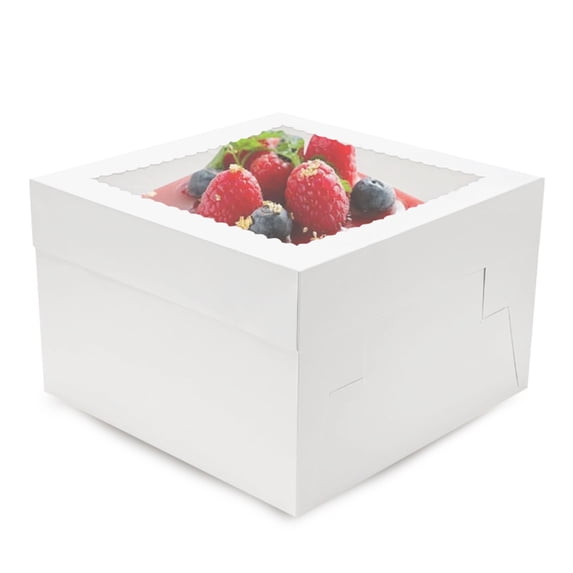 2-Pack 12x12x8 Inch White Cake Boxes with Window, Bakery Pastry Boxes for Wedding, Birthday, Party Cakes, Cupcakes and Desserts