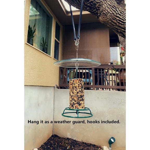 2 Pack 13 1/2 Inch Clear Glass Squirrel Baffle Weather Guard for Shepherd Hook or Bird Feeding Station Pole or Hanging Bird Feeders$$Garden & Patio