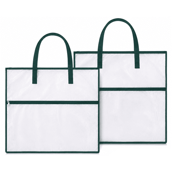 2 Pack 13.8 Inch Sew Project Bag Needlepoint Project Bag Quilting Embroidery Craft Organizer Storage Bags with Handle and Pocket Zippered with Tools for Art Craft Knitting Quilting ing