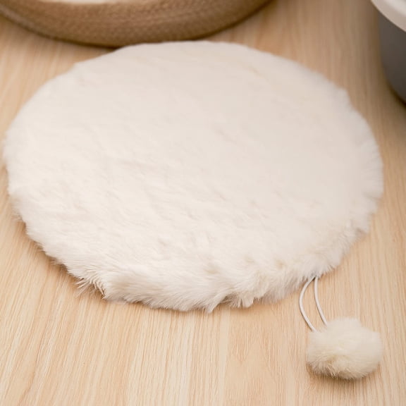 2-Pack 13.8" Round Faux Rabbit Fur Pet Bed Cushion Pad for Cats Dogs - Soft, Warm,  Washable