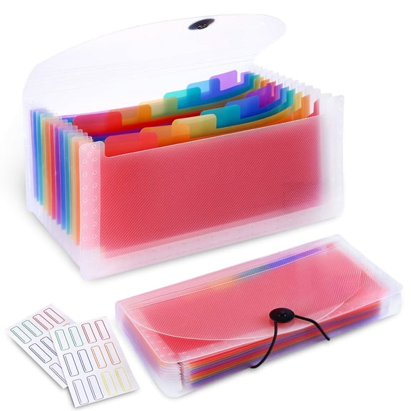 2 Pack 13 Pockets A6 Mini Coupon Organizer Wallet, Expandable Accordion File Organizer for Storage Receipt Cards Coupons Tickets - Black