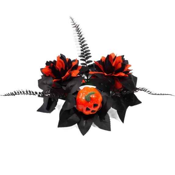 2-Pack 13 inch Halloween Candle Ring Wreath, Burgundy Rose Floral Candle Holder Garland, Romantic Autumn Decoration for Tabletop Centerpiece Home Decor