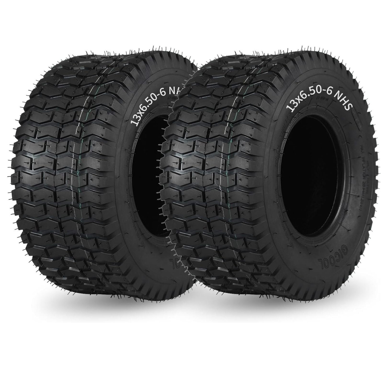 2-Pack 13x6.50-6 Rib Tires – 4 Ply Tubeless For Lawn Mowers, Garden Tractors & Carts